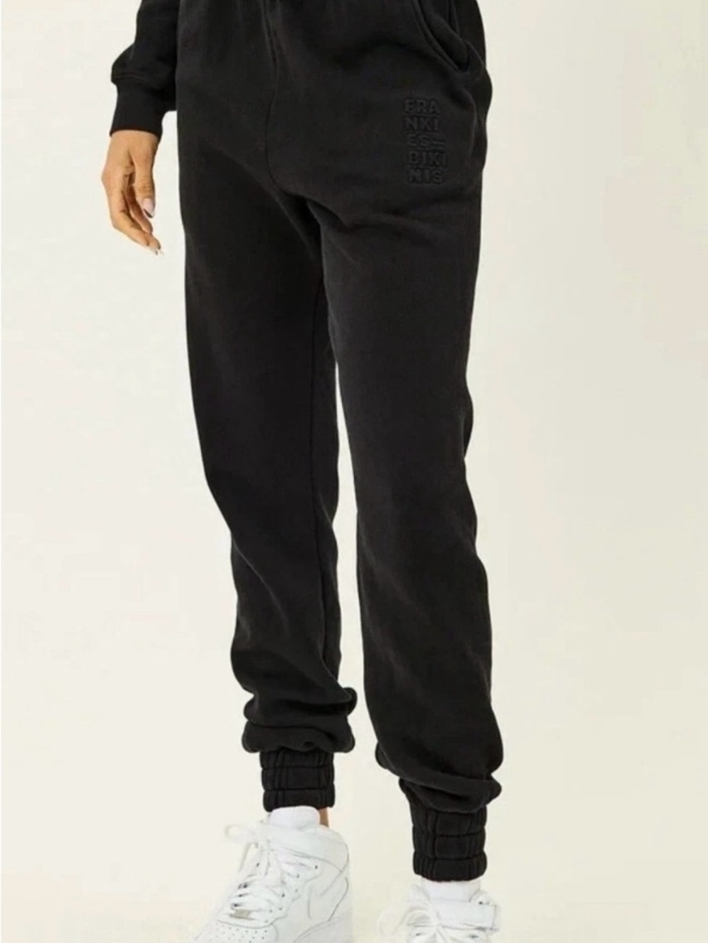 Frankies Bikinis Long Black Off Duty Sweatpants Joggers High Waist Medium